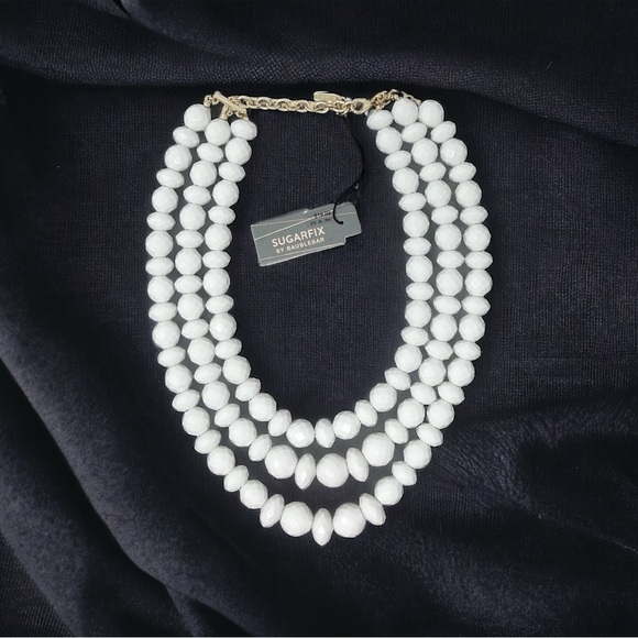 NWT Sugarfix by baublebar necklace White Faceted Acrylic Beads - Picture 1 of 2